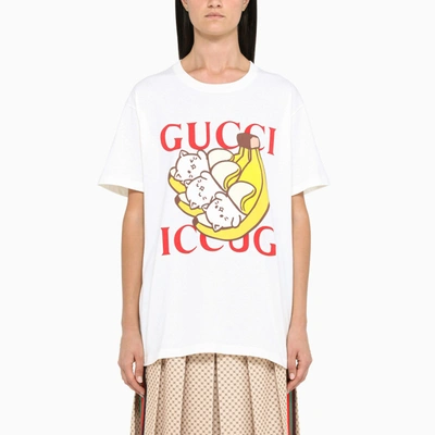Gucci Bananya-print White T-shirt In Multicolor