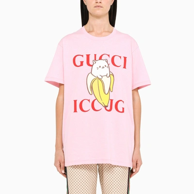 Gucci Bananya-print Pink T-shirt In Multicolor