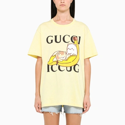 Gucci Bananya-print Yellow T-shirt In Multicolor