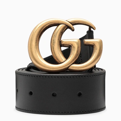 Gucci Men's Black Belt With Double G Buckle 4 Cm