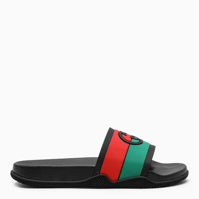 Gucci Black Interlocking G Slip-on Sandals