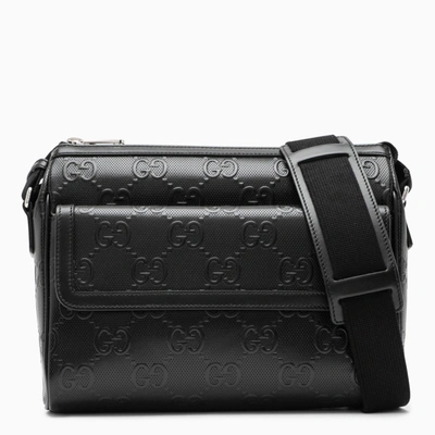 Gucci Black Gg Embossed Messenger Bag