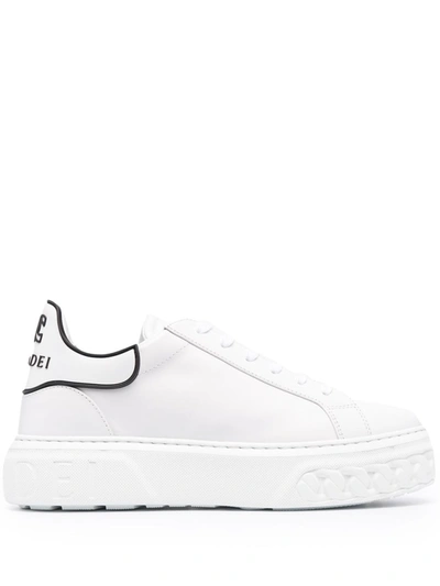 Casadei Off-road Leather Sneakers In White