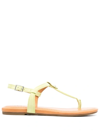 Ugg Madeena Leather Thong-strap Sandals In Green