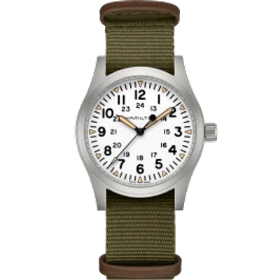 Hamilton Khaki Field Hand Wind Mens Watch H69529913 In Black / Green / Khaki / Yellow