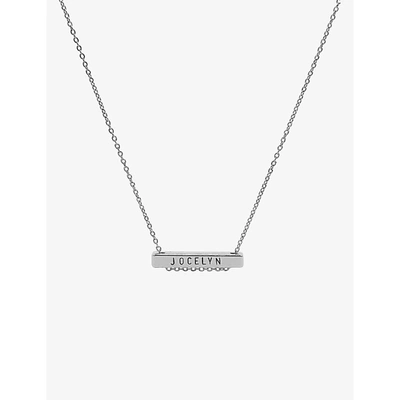 Littlesmith Personalised 9 Characters Silver-plated Horizontal Bar Necklace