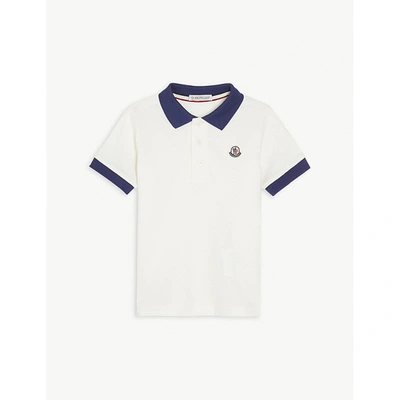 Moncler Kids' Logo Patch Cotton Polo Shirt 4-14 Years In White