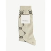 Gucci Girls Ivory/black Kids Interlocking Gg Cotton-blend Lurex Socks 6-12 Years 8 Years In Ivory/black