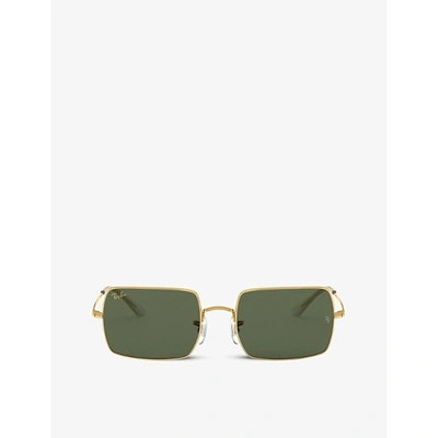 Ray Ban Ray-ban Mens Gold Rb1969 Metal Rectangle-frame Sunglasses In G ...