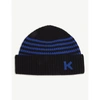 KENZO LOGO RIBBED WOOL BEANIE,R03705664