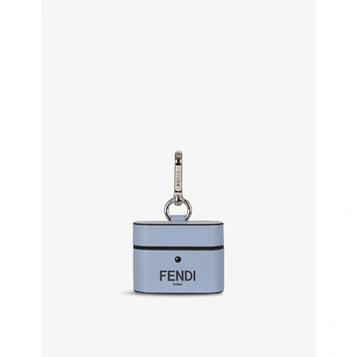 Fendi Mens Blue Roma Logo-print Leather Aipods Case