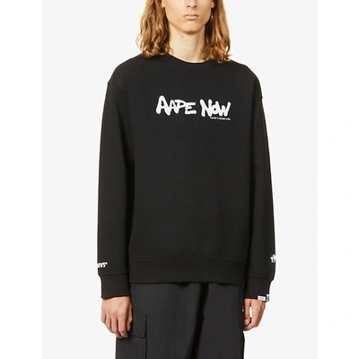 Aape Logo-print Cotton-blend Jersey Sweatshirt In Black