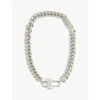 Givenchy Silver Crystal G Chain Lock Necklace In Silvery