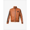 AMIRI MENS BROWN LOGO-PATCH LEATHER JACKET 38,R03762689