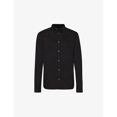 Allsaints Hawthorne Cotton Solid Regular Fit Button Down Shirt In Black