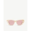 GUCCI GUCCI WOMEN'S WHITE GG0641S CRYSTAL-EMBELLISHED PLASTIC SUNGLASSES,36968734