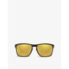 Oakley Oo9448 Sylas Polarised Rectangular-frame Acetate Sunglasses In Black