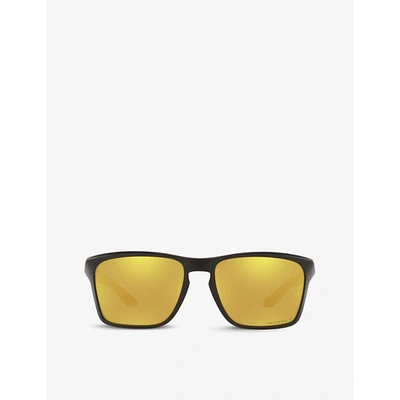 Oakley Oo9448 Sylas Polarised Rectangular-frame Acetate Sunglasses In Black