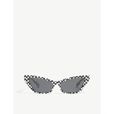 Alain Mikli Le Matin Checked Acetate Cat Eye-frame Sunglasses In Black