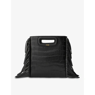 Maje Womens Black Mini M Croc-embossed Leather Cross-body Bag 1 Size In Black Embossed Leather