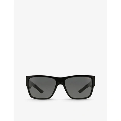 Versace Ve4296 Rectangular-frame Acetate Polarised Sunglasses In Black