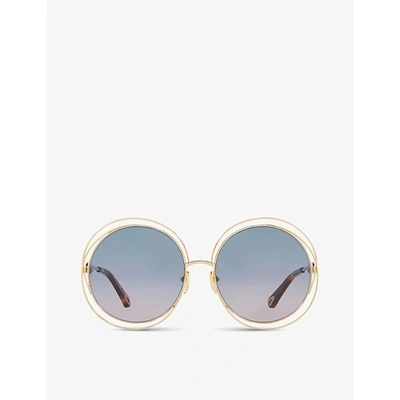 Chloé Ch0045s Round-frame Metal Sunglasses In Dark