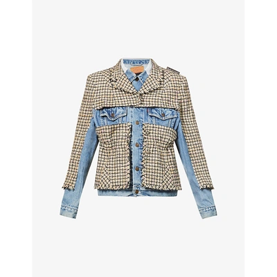 1/off Upcycled Denim And Tweed Jacket In Multi