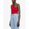 ALEXANDER WANG RUCHED ONE-SHOULDER WOVEN TOP,R03689897