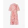 Colville Kitchen Dinner Abstract-print Cotton Midi Dress In Red/ecru