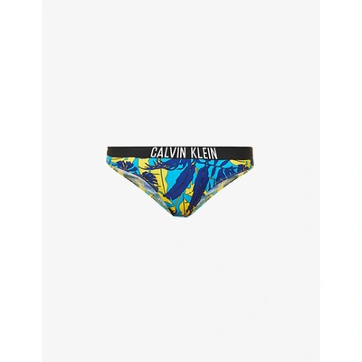Calvin Klein Tropical-print Bikini Bottoms In Tropical Print Blue