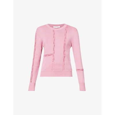 Chloé Lace-trim Silk-cotton Blend Jumper In Cheerful Pink