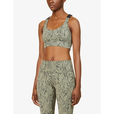 Varley Edris Abstract-print Stretch-woven Bra In Distorted Grain