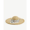 ERDEM WOMENS NATURAL WHITE VACATION FRINGED-TRIM GRAPHIC-PRINT WOVEN HAT,R03760243