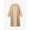 1/off Womens Beige Check Upcycled Contrast-panel Cotton-blend Trench Coat S/m In Beige Check