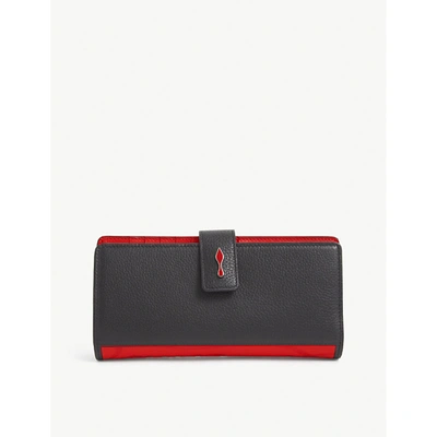 Christian Louboutin Paloma Grained-leather Wallet In Black/loubi