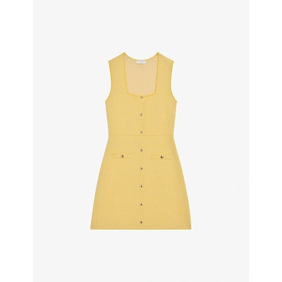 Sandro Womens Yellow Cannelle Organic-cotton Blend Mini Dress 10
