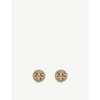 Tory Burch Miller Brass, Titanium And Crystal Stud Earrings In Tory Gold/crystal