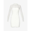 Herve Leger Womens Alabaster Hervé Léger X Julia Restoin Roitfeld Recycled Viscose-blend Mini Dress M In Alabaster