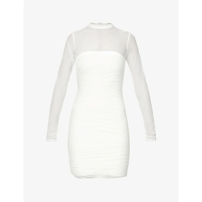 Herve Leger Womens Alabaster Hervé Léger X Julia Restoin Roitfeld Recycled Viscose-blend Mini Dress M