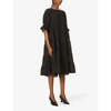 Merlette Womens Black Paradis Lace-trim Cotton Midi Dress L