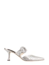 JIMMY CHOO MULE MARTA SANDALS,MARTA70 ZXVPLATINUM/CRYSTAL