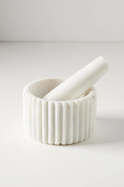 Anthropologie Marble Mortar And Pestle Set In White