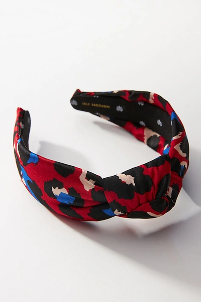 Lele Sadoughi Leopard Knotted Headband In Red