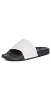 Coach Siganture Monogram Printed Slide Sandals In Chalk Black
