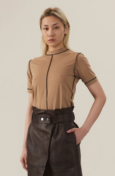 Ganni Light Stretch Jersey Ganni Fitted T-Shirt - Egret