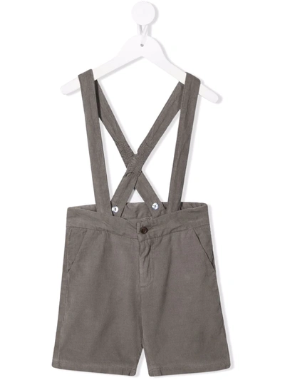 Knot Kids' Nobu Dungaree Shorts In Grey