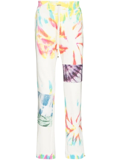 Amiri Tie-dye Print Cotton Track Trousers In White