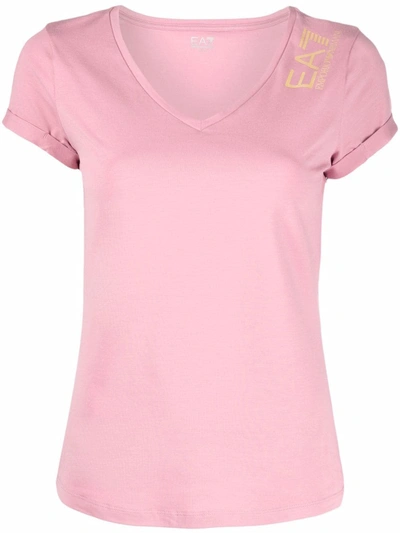 Ea7 Logo-print T-shirt In Rosa