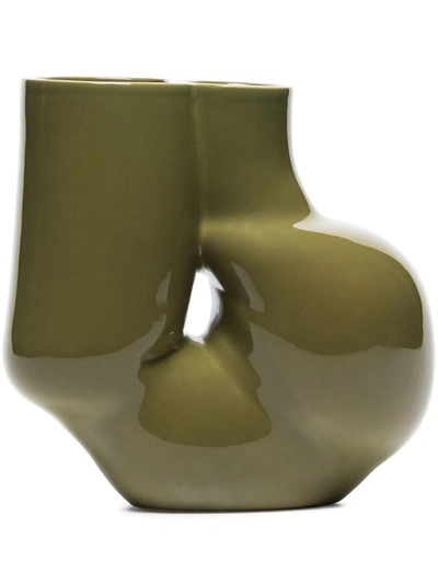 Hay W&s Chubby Ceramic Vase (20cm) In Green