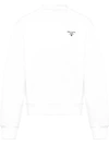 Prada White Logo-print Crewneck Sweatshirt In Weiss